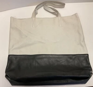 Vintage ECCO Beuteltasche sehr weiches Leder, ungefüttert, 15”x14”, schwarz/weiß - Bild 1 von 9