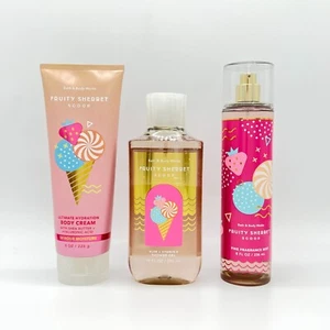 Paquete de 3 piezas de crema, gel de ducha y niebla Bath & Body Works Fruity Sherbet - Imagen 1 de 3