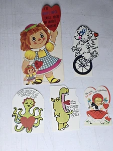 VTG 1950s Unused Valentine Cards Cut-Outs 5pc Set Hallmark Retro Love Messages - Picture 1 of 8