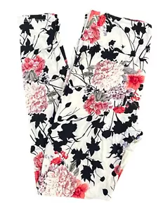 OS Lularoe Leggings Floral Spring Flowers Black White Size 2-10 NEW 851961 - Picture 1 of 4