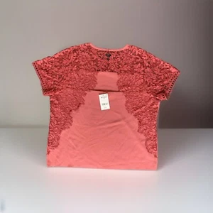 Nueva camiseta de encaje para mujer Next púrpura rosa talla 26 tejido a ganchillo red manga corta - Imagen 1 de 9