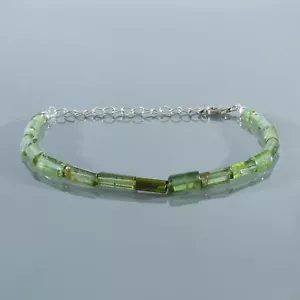 Handgemacht Natürliches Grün Turmalin 3.5mm Perlen Kette 925 Silber Unisex Band - Bild 1 von 5