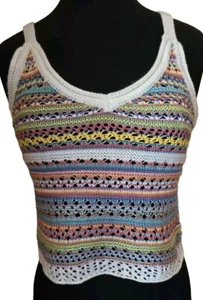 Altar'd State Knit Crop Top Crochet Halter Sz Medium bohemian Striped NWOTS - Picture 1 of 5