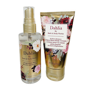 DAHLIA Bath & Body Works Travel Set Fine Fragrance Mist 3oz Body Cream 2.5oz NEW