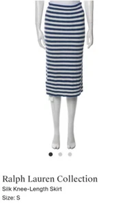 Ralph Lauren Purple Label. Striped Blue And White Pencil Skirt Size S 100% Silk - Picture 1 of 5