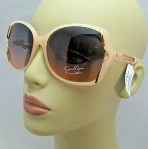 Jessica Simpson Oversized Sunglasses Nude Plastic Gold Metal Frame J6011-ND - Picture 1 of 9