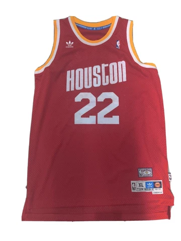 Vintage Adidas Red Classics NBA Houston Rockets Clyde Drexler Sewn On Jersey XL Cover