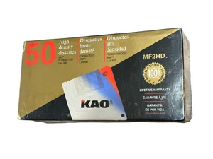 Vintage 1995 New KAO 3.5" Diskettes 1.44 MB 50 Pack MF2HD Double Sided Sealed - Picture 1 of 3