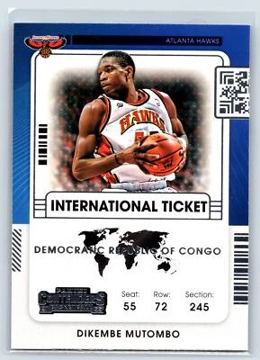 Dikembe Mutombo 2021-22 Panini Contenders International Ticket Atlanta Hawks #28 - Image 1 of 2