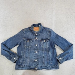 Levi Strauss giacca denim donna XL camionista jeans irregolare con bottoni 70240-0073 - Foto 1 di 22