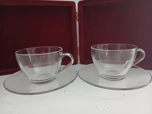 BODUM Piccolo Passione clear Glass Teacups & Saucers X 2  - Picture 1 of 4