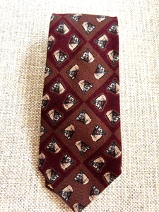 Ralph Lauren 100% wool brown & burgundy tie with horses - Picture 1 of 3