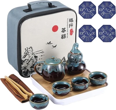 Chinese Kongfu Tea Set,Portable Porcelain Travel Tea Set with Tea cup, teapot, t - Image 1 of 4