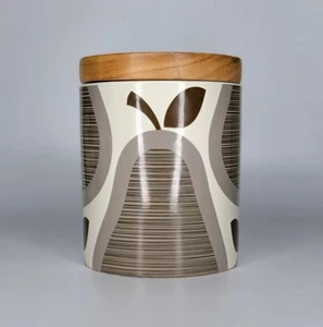 Orla Kiely Target Small Gray Scribble Pear Canister 20.5 oz Wood Lid - Picture 1 of 6