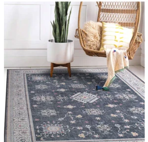 World Rug Gallery Gray 10 ft. x 14 ft. Dark Transitional Bordered Area Rug - Picture 1 of 15