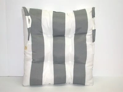 Resort Spa Outdoor Patio Seat Pad ~ Gray White Stripe ~ 17.5" x 20" x 3" NEW - Image 1 of 3