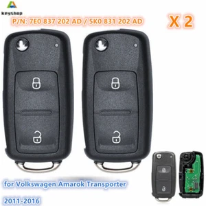 2x for Volkswagen Amarok Transporter Remote Key Fob 7E0 837 202AD 5K0 831 202AD - Picture 1 of 3