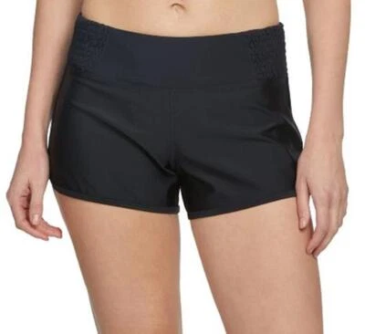 prAna Chantel tamanho pequeno (S) bainha de golfinho cintura larga capa curta preta - Imagem 1 de 4