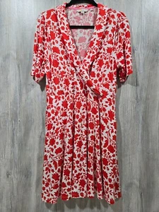 Boden Fixed Wrap Jersey Dress Floral Botanical Print Orange White - Size 12p - Picture 1 of 13