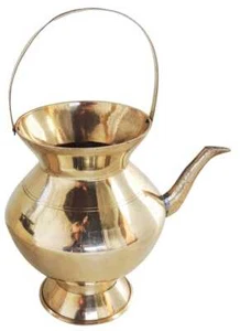 Brass Ganga Jal Pot Holy Water Patra Kamandal Religious 500 ML - 6*4.2*5 Inch - Picture 1 of 5