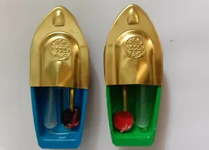 Original Authentic Indian Putt Putt Boat Steam Operated Tin Toy set of 2 pcs - Picture 1 of 2
