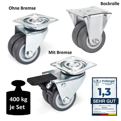 Möbelrollen Schwerlastrollen Lenkrollen Strandkorbrollen Ø 50 mm 400 kg SOTECH - Bild 1 von 4