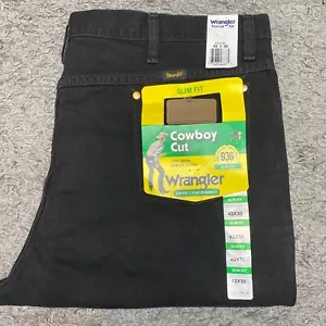 Wrangler 936WBK Jeans Mens 42X30 Black Denim Western Cowboy Cut Slim Fit Pants - Picture 1 of 24