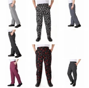 New Chef Working Pants Fashion Totel Restaurant Elastic Comfy Cook Work Trousers - Picture 1 of 25