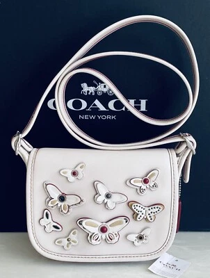 NWT COACH PATRICIA CHALK SADDLE BAG 18 WITH BUTTERFLY APPLIQUÉ  F59360 - Image 1 of 4