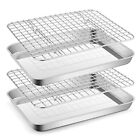 Metal Toaster Oven Tray with Rack Set 10.5â€x8.3â€ Baking Sheet Broiling Pan w