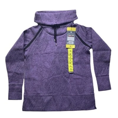 NEW Kirkland Signature Cowl Neck Long  Jacquard Pullover Sz Small Purple Black - Image 1 of 4