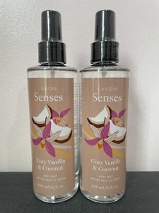 2 Avon COZY VANILLA & COCONUT Body Mist SEALED 8 oz Spray SENSES - Picture 1 of 2
