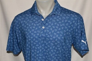 PUMA Medium Men's S/S Wasps Bees Poly Spandex Golf Polo Shirt Blue - Picture 1 of 7