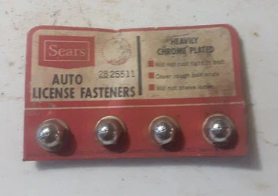 Sujetadores de matrícula vintage Sears Display cromado pesado 28 25511 Foto 1 de 3
