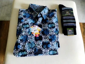 Robert Graham Alloway Shirt STRETCH Schädel Desin L/S Gr.-Medium mit goldenen Zehensocken! - Bild 1 von 5