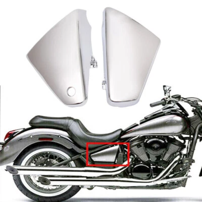 Chrome Battery Side Fairing Covers For Kawasaki Vulcan 900 VN900B Classic/Custom Foto 1 de 4