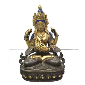 Statuina divinità indiana in ottone vintage - Foto 1 di 6
