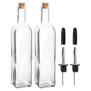 2x Botellas Vertedoras de Aceite de Oliva con Tapas de Corcho Dispensador Rociador de Vinagre 500 ml - Imagen 1 de 7