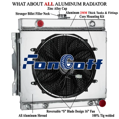 4 Rows Radiator Shroud Fan Fit 1970-1979 Dodge D/W 100 150 200 300 Ramcharger V8 Foto 1 de 4