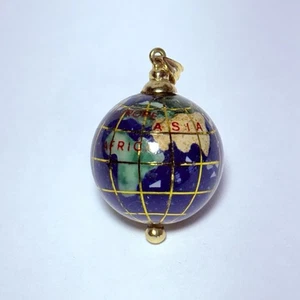 Colgante Globo Continentes Etiquetados MoP Jade Lapislázuli Jaspe Oro Amarillo 14K 7.1g - Imagen 1 de 6