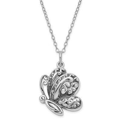 Antiqued Sterling Silver Butterfly Ash Holder Necklace, 18 Inch - Imagem 1 de 4