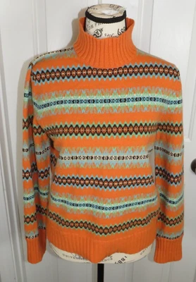 Jones New York Signature Lana Cachemira Angora Mezcla Fair Isle Cuello Alto M-Pet Foto 1 de 4