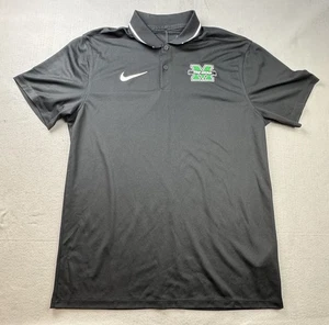 Marshall Thundering Herd Shirt Mens Medium Black NCAA Football Nike Dri Fit Polo - Picture 1 of 10