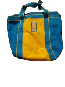 Virginia Slims Tote Bag Blue Yellow Vintage 80s Cigarette Tobacco Promo Beach - Picture 1 of 3