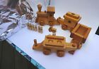 Handcrafted 4 Pieces Wooden Train Set + Extra Natural Wood Toy 3 Feet Long