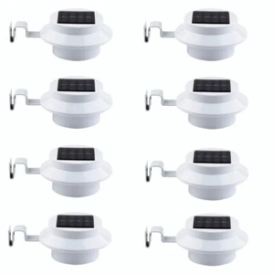 8 Pack Solar Powered LED Outdoor Gutter Lights with Brackets - Water Resistant - Picture 1 of 11