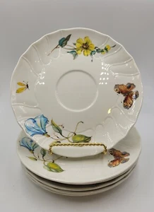 5 Villeroy & Boch Bouquet Cream Soup Saucer Plates Flowers Butterflies Insects  - Picture 1 of 7
