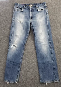 lucky brand jeans mens 36 bootleg distressed blue made in USA - Picture 1 of 16