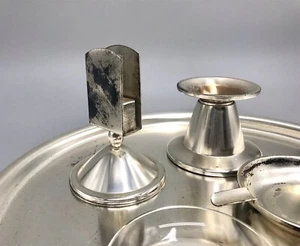 Juego de fumadores vintage años 50 plateado ceniza soporte para fósforos candelabro bandeja - Imagen 1 de 12