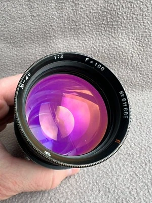 Soviet LOMO (2 / 100) lens OKS 1 - 100 - 1 J - 48 G - 48 Red "P" Mount M42 - Image 1 of 4